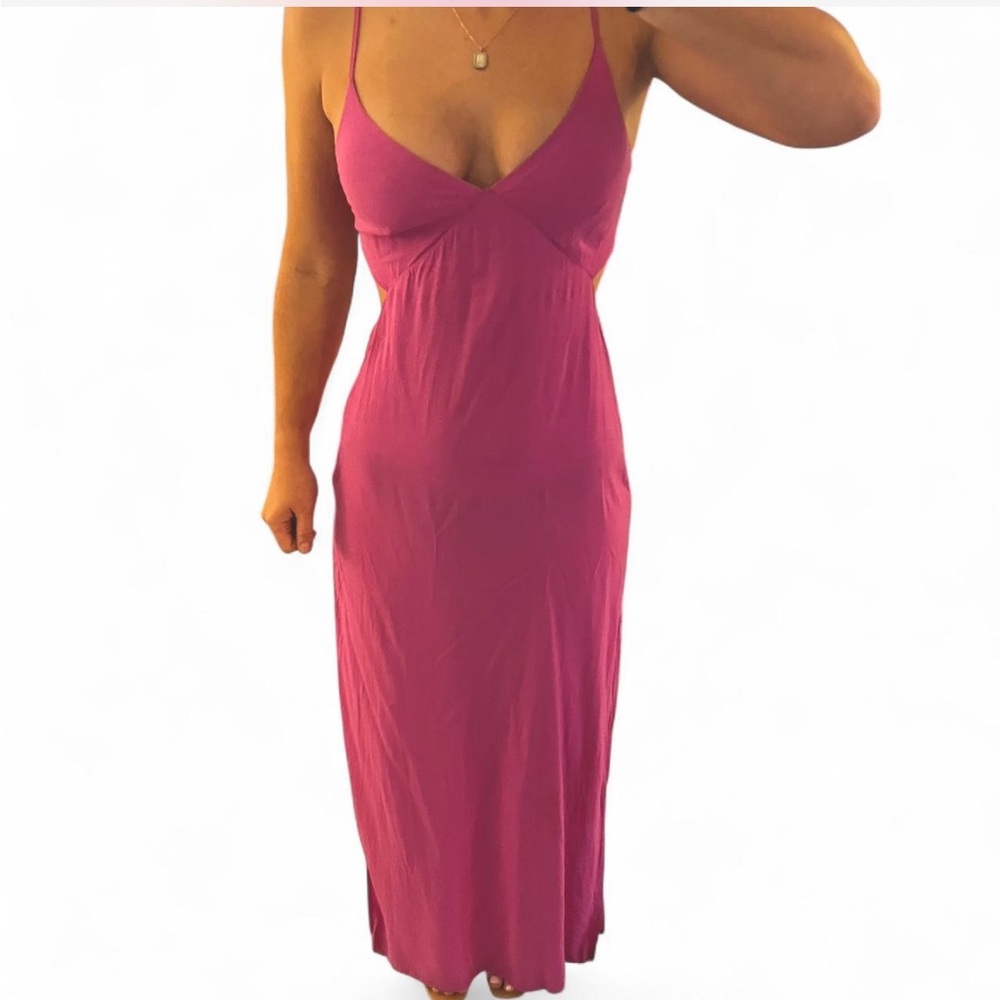 Forever 21 Pink Backless, Maxi Dress with Leg slits Medium